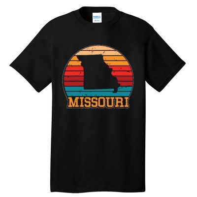 Missouri Retro Vintage Sunset Us State Missouri Silhouette Tall T-Shirt