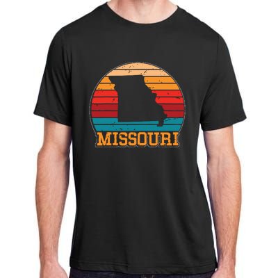 Missouri Retro Vintage Sunset Us State Missouri Silhouette Adult ChromaSoft Performance T-Shirt