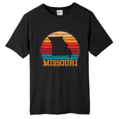 Missouri Retro Vintage Sunset Us State Missouri Silhouette Tall Fusion ChromaSoft Performance T-Shirt