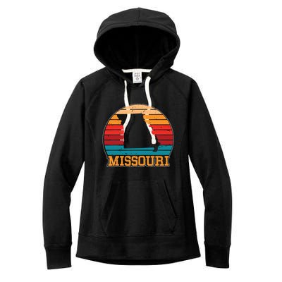 Missouri Retro Vintage Sunset Us State Missouri Silhouette Women's Fleece Hoodie