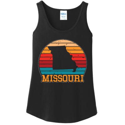 Missouri Retro Vintage Sunset Us State Missouri Silhouette Ladies Essential Tank