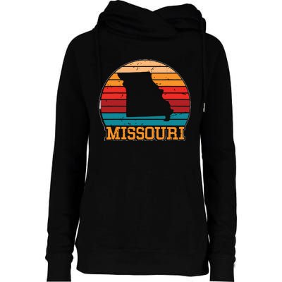 Missouri Retro Vintage Sunset Us State Missouri Silhouette Womens Funnel Neck Pullover Hood