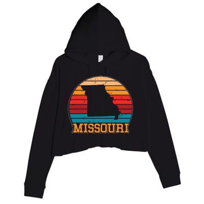 Missouri Retro Vintage Sunset Us State Missouri Silhouette Crop Fleece Hoodie