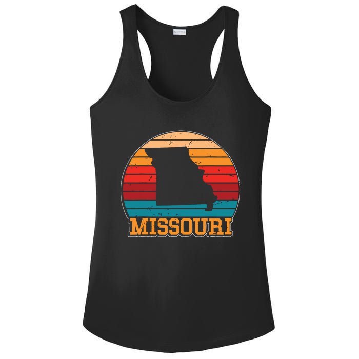 Missouri Retro Vintage Sunset Us State Missouri Silhouette Ladies PosiCharge Competitor Racerback Tank