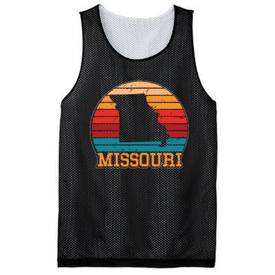 Missouri Retro Vintage Sunset Us State Missouri Silhouette Mesh Reversible Basketball Jersey Tank