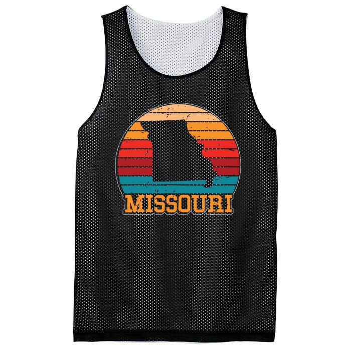 Missouri Retro Vintage Sunset Us State Missouri Silhouette Mesh Reversible Basketball Jersey Tank