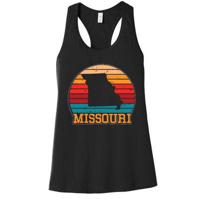 Missouri Retro Vintage Sunset Us State Missouri Silhouette Women's Racerback Tank