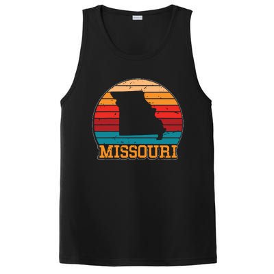 Missouri Retro Vintage Sunset Us State Missouri Silhouette PosiCharge Competitor Tank