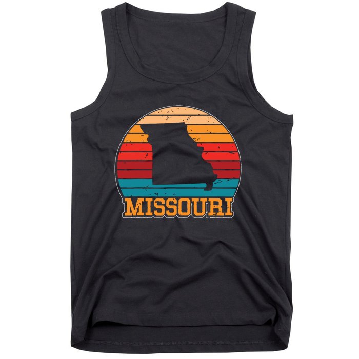 Missouri Retro Vintage Sunset Us State Missouri Silhouette Tank Top