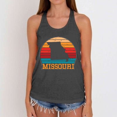 Missouri Retro Vintage Sunset Us State Missouri Silhouette Women's Knotted Racerback Tank