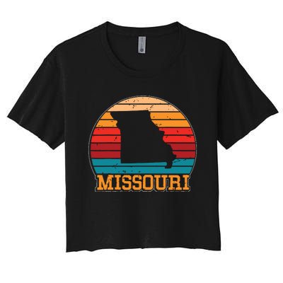 Missouri Retro Vintage Sunset Us State Missouri Silhouette Women's Crop Top Tee