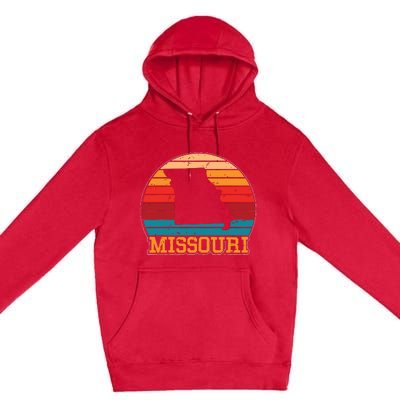 Missouri Retro Vintage Sunset Us State Missouri Silhouette Premium Pullover Hoodie