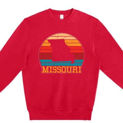 Missouri Retro Vintage Sunset Us State Missouri Silhouette Premium Crewneck Sweatshirt