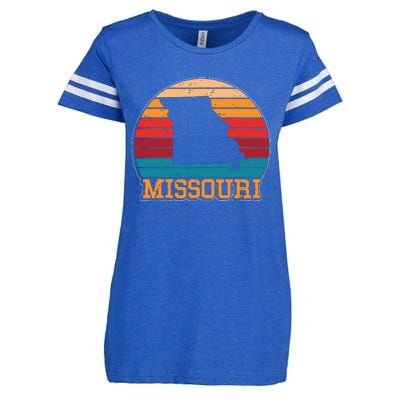 Missouri Retro Vintage Sunset Us State Missouri Silhouette Enza Ladies Jersey Football T-Shirt