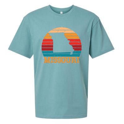 Missouri Retro Vintage Sunset Us State Missouri Silhouette Sueded Cloud Jersey T-Shirt