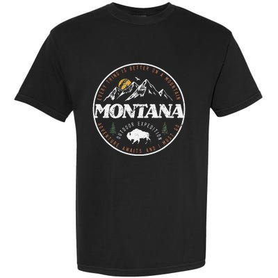 Montana Retro Vintage Mountain Outdoors State Graphic Garment-Dyed Heavyweight T-Shirt