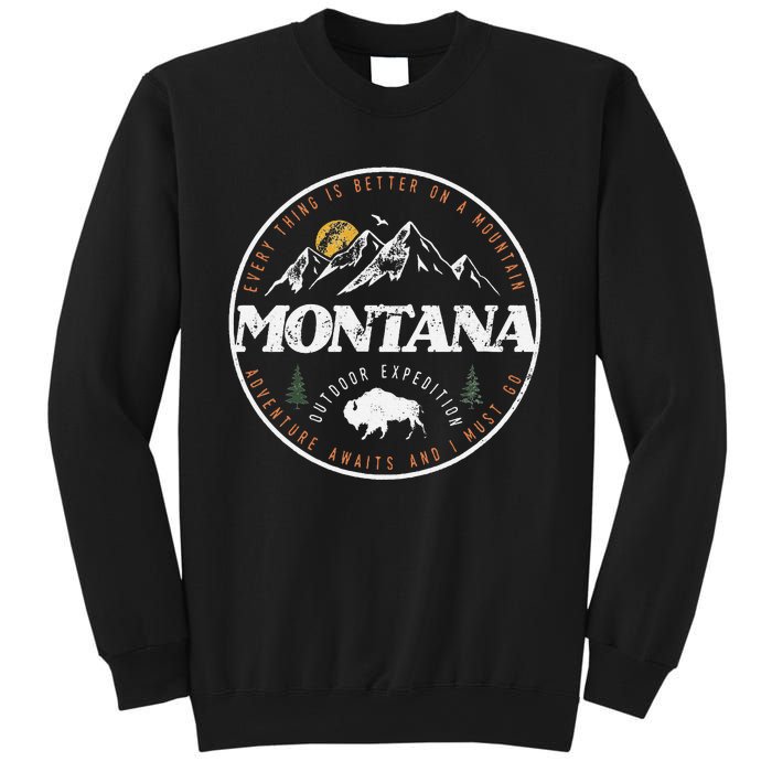 Montana Retro Vintage Mountain Outdoors State Graphic Sweatshirt