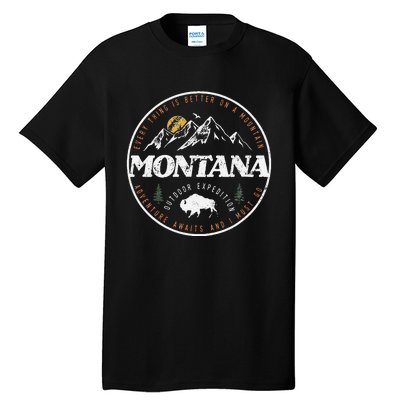 Montana Retro Vintage Mountain Outdoors State Graphic Tall T-Shirt