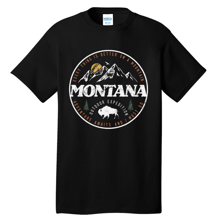 Montana Retro Vintage Mountain Outdoors State Graphic Tall T-Shirt