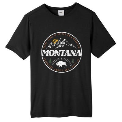 Montana Retro Vintage Mountain Outdoors State Graphic Tall Fusion ChromaSoft Performance T-Shirt