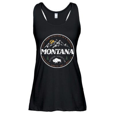 Montana Retro Vintage Mountain Outdoors State Graphic Ladies Essential Flowy Tank