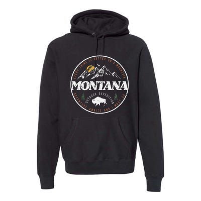 Montana Retro Vintage Mountain Outdoors State Graphic Premium Hoodie