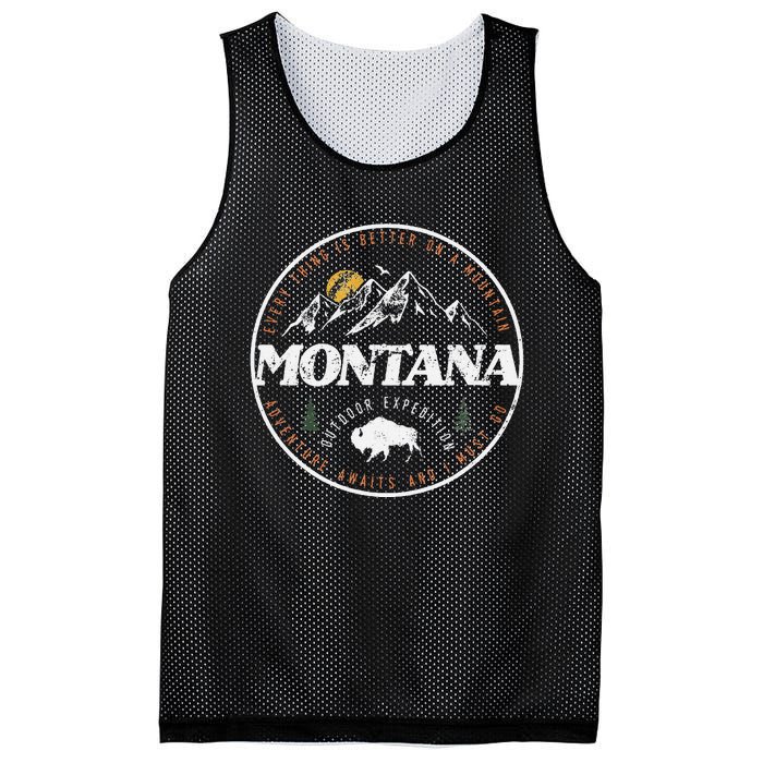 Montana Retro Vintage Mountain Outdoors State Graphic Mesh Reversible Basketball Jersey Tank