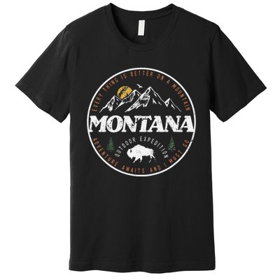 Montana Retro Vintage Mountain Outdoors State Graphic Premium T-Shirt