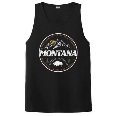 Montana Retro Vintage Mountain Outdoors State Graphic PosiCharge Competitor Tank