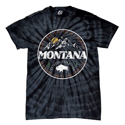 Montana Retro Vintage Mountain Outdoors State Graphic Tie-Dye T-Shirt