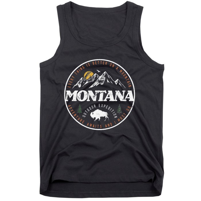 Montana Retro Vintage Mountain Outdoors State Graphic Tank Top