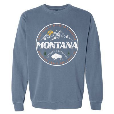 Montana Retro Vintage Mountain Outdoors State Graphic Garment-Dyed Sweatshirt