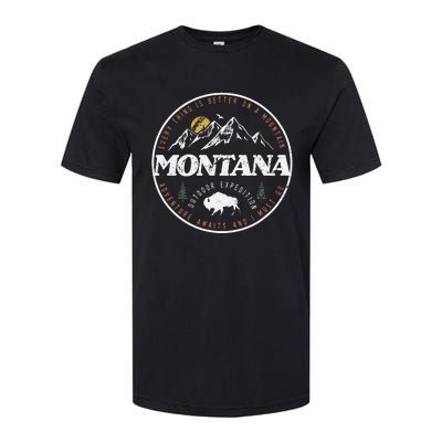 Montana Retro Vintage Mountain Outdoors State Graphic Softstyle CVC T-Shirt