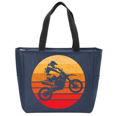 Motocross Retro Vintage Dirt Bike Zip Tote Bag