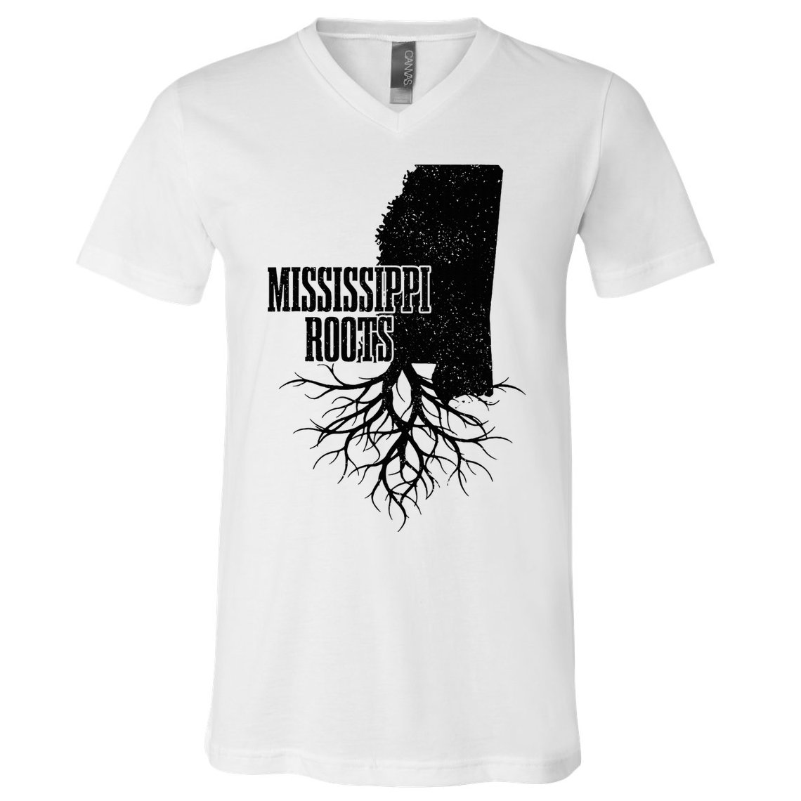 Mississippi Roots Vintage Usa Patriotic Pride State Map V-Neck T-Shirt