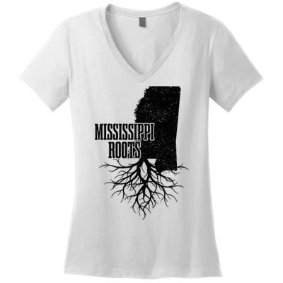 Mississippi Roots Vintage Usa Patriotic Pride State Map Women's V-Neck T-Shirt