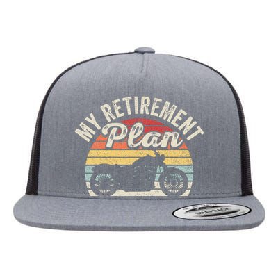 Motorcycle Retro Vintage My Retirement Plan Bike Retirement Flat Bill Trucker Hat