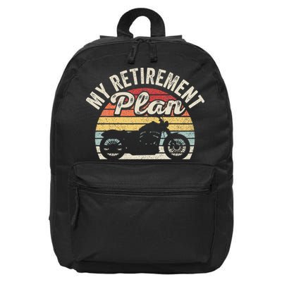 Motorcycle Retro Vintage My Retirement Plan Bike Retirement 16 in Basic Backpack