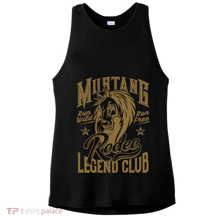 Mustang Run Wild Run Free Rodeo Legend Club Ladies PosiCharge Tri-Blend Wicking Tank