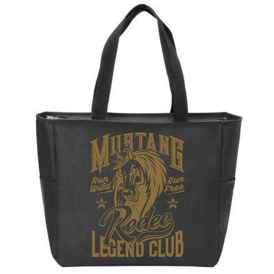 Mustang Run Wild Run Free Rodeo Legend Club Zip Tote Bag