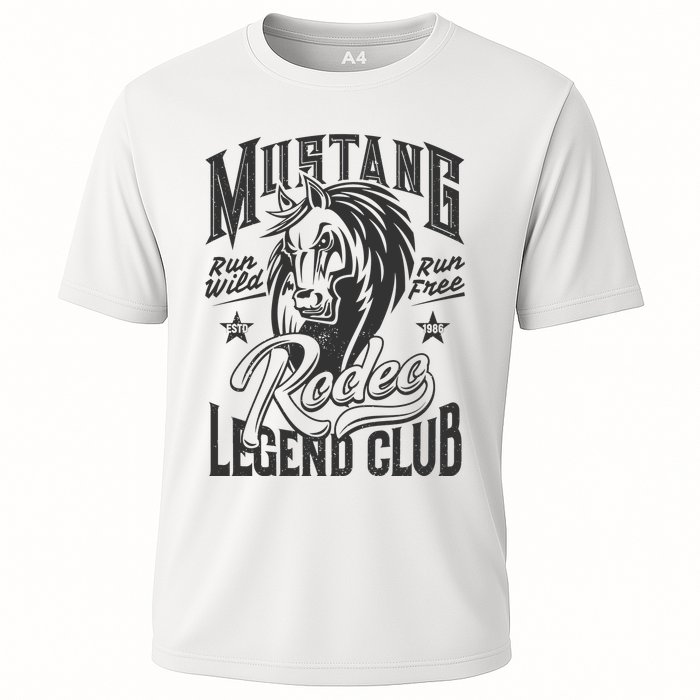 Mustang Run Wild Run Free Rodeo Legend Club Cooling Performance Crew T-Shirt