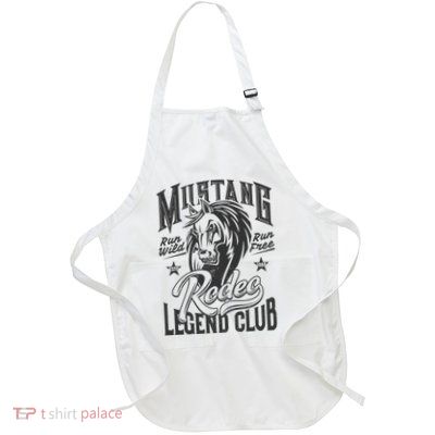 Mustang Run Wild Run Free Rodeo Legend Club Full-Length Apron With Pockets
