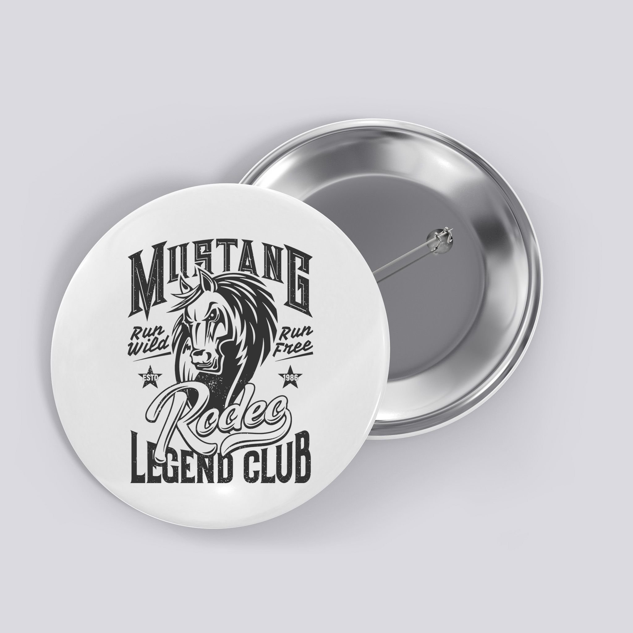 Mustang Run Wild Run Free Rodeo Legend Club Button