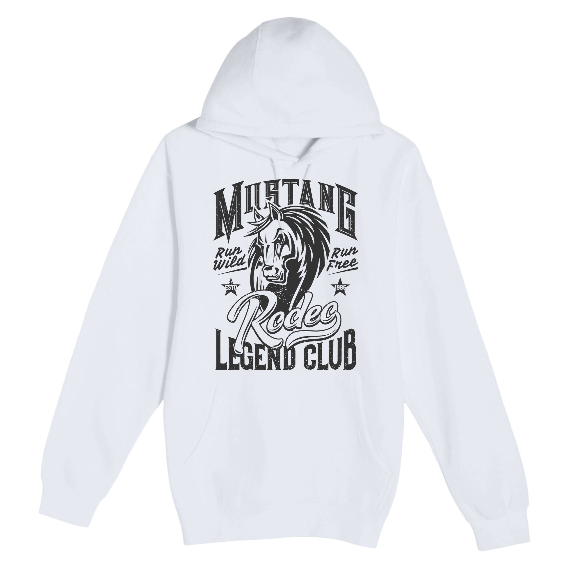 Mustang Run Wild Run Free Rodeo Legend Club Premium Pullover Hoodie