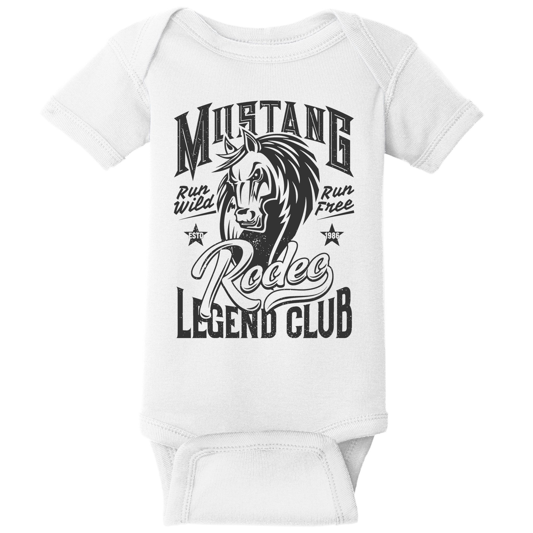Mustang Run Wild Run Free Rodeo Legend Club Baby Bodysuit