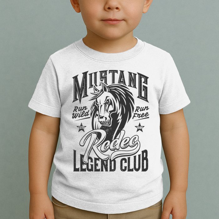 Mustang Run Wild Run Free Rodeo Legend Club Toddler T-Shirt