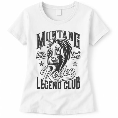 Mustang Run Wild Run Free Rodeo Legend Club Womens T-Shirt