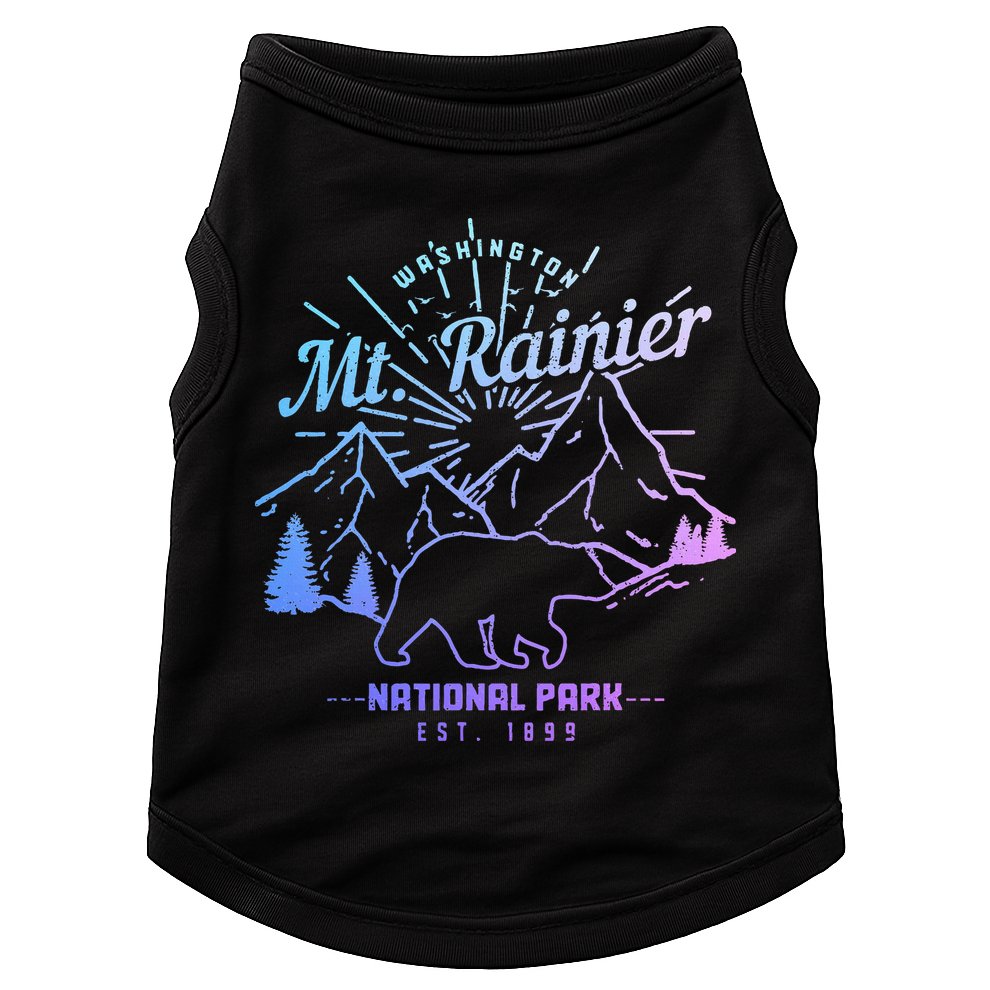 Mt. Rainier Washington Vintage Mountain National Park Pnw Doggie Tank
