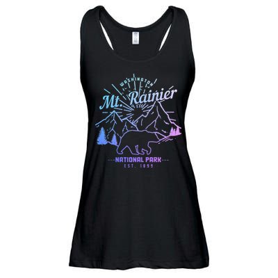 Mt. Rainier Washington Vintage Mountain National Park Pnw Ladies Essential Flowy Tank