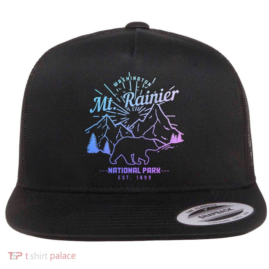 Mt. Rainier Washington Vintage Mountain National Park Pnw Flatbill Hat